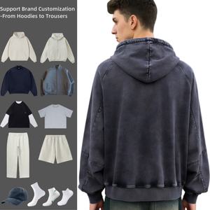 <b>Vintage</b> Washed Zip Up Hoodie Unisex Heavyweight Blank <b>Oversize</b> Boxy Fit Plain <b>Sweatshirt</b> Manufacturer Custom hoodie hot Supplier - Product Image 1