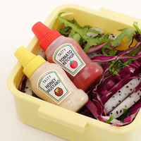 Lot de 2 flacons portables mignons en forme d'animaux de 25 ml – Petites bouteilles souples en plastique pour sauces, mini-récipients pour ketchup et vinaigrettes