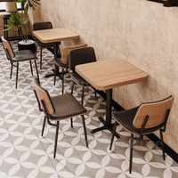 Meubles de restaurant et de café modernes, table à manger en bois avec pieds en métal, banquette rembourrée, chaise, ensemble de meubles de salle à manger commerciaux