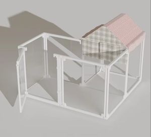 Modern çelik evcil hayvan çiti katı plastik düğme kapatma kapalı köpek korkuluk kafes anti-kedi kapı bariyer hayvan desen örgü malzeme - Product Image 4