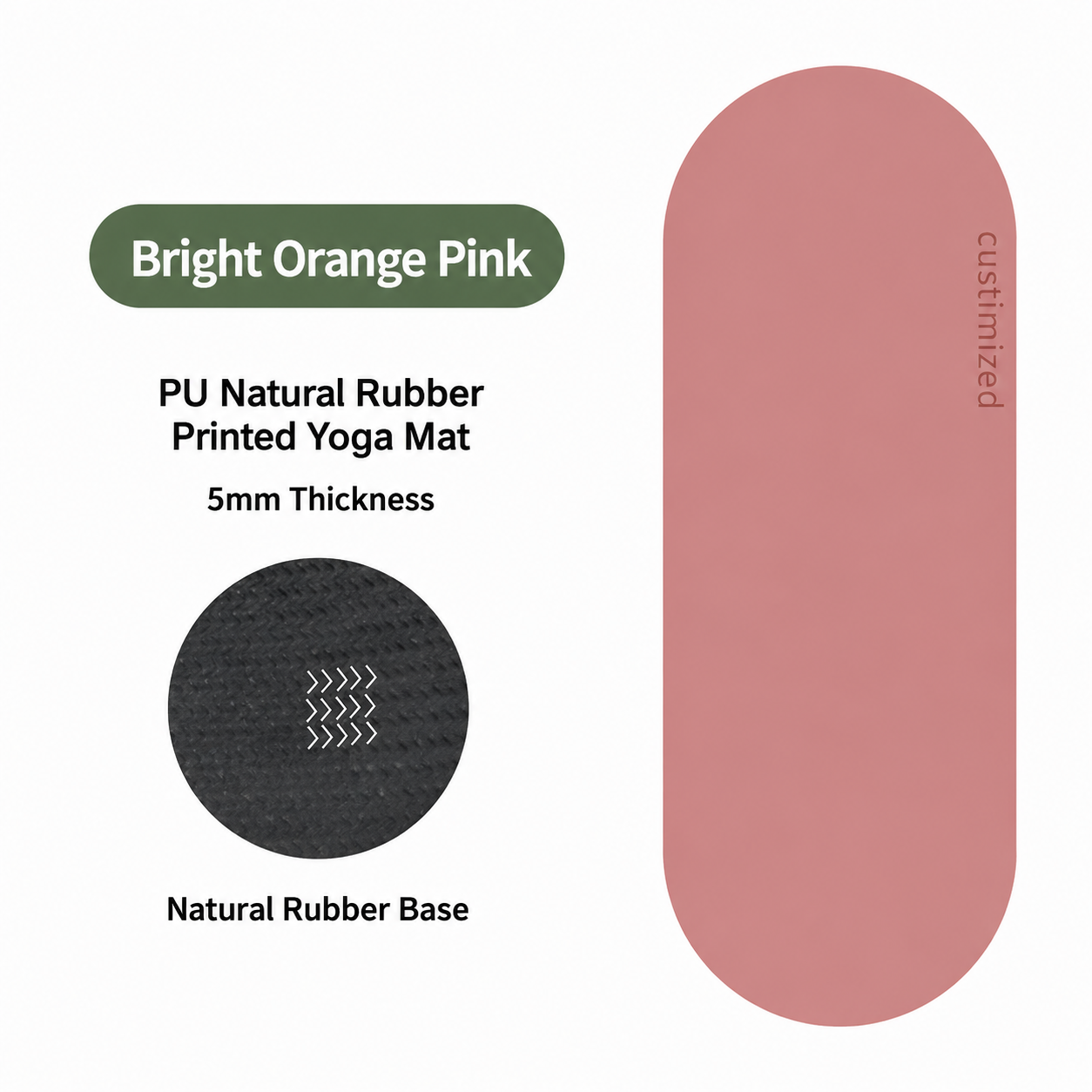 Surface lisse orange rose-pu-double face antidérapante