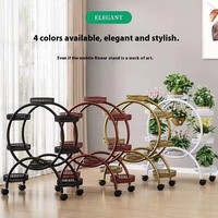 Support de fleurs d'intérieur en fer forgé avec plusieurs étagères et roues pour la maison salon ou balcon pots de fleurs et jardinières