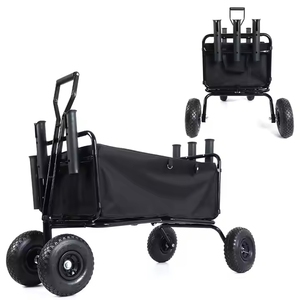 Chariot de camping portable pliant pour l'extérieur avec roues de plage gonflables à quatre roues pour le stockage et le shopping, la pêche et la randonnée - Product Image 1