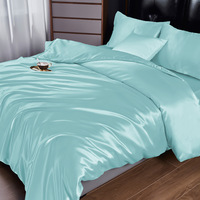 Ensemble de 4 pièces en soie de couleur pure de l'Europe drap de lit taie d'oreiller literie sans rides rayé Satin soie ensemble de literie