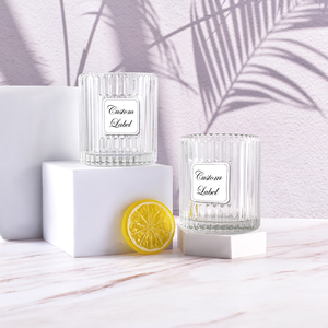 Nouveau produit 8oz 230ml délicat rayé carré étiquette espace résistant à la chaleur bougie pot pour la maison hôtel - Product Image 6