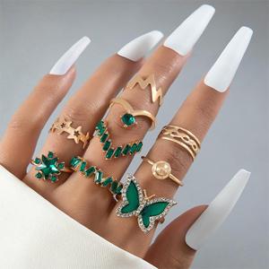 Nuova estate dolce lega di diamanti decorazioni stella anello farfalla anelli d'oro Set per le donne gioielli di moda - Product Image 3