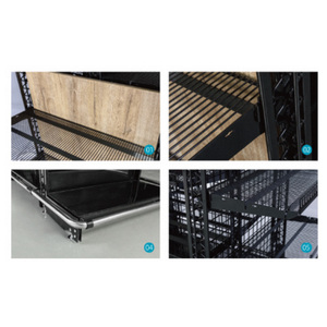 Giá để hàng siêu thị bằng kim loại, xe đẩy mua sắm có cấu trúc lưới - Product Image 5