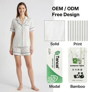 Pigiama Estivo da <span class=keywords><strong>Donna</strong></span> in Tencel Modal, Comodo Set Pigiama Personalizzato a Prezzo all'Ingrosso - Product Image 1