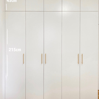 Armoire de rangement contemporaine moderne pour chambre à coucher avec porte à charnières en MDF, poignées métalliques, installation au sol, verre blanc minimaliste