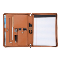 Carpeta de cuero de lujo para Portafolio, organizador de negocios personalizado de cuero PU, color marrón y negro