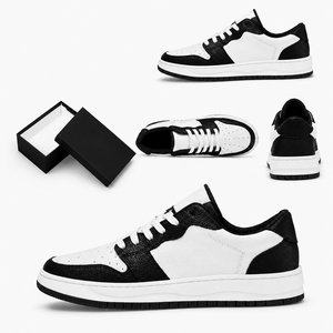 Chaussures de basket-ball classiques unisexes, dessus en cuir respirant, semelle plate antidérapante, baskets décontractées, stock disponible - Product Image 1