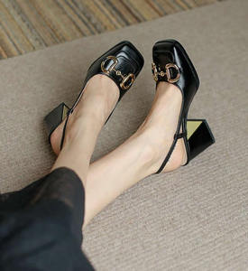 Chaussures à talons hauts pour femmes, bout <span class=keywords><strong>carré</strong></span>, boucle Horsebit personnalisée, qualité supérieure, sur mesure, 2023 - Product Image 5