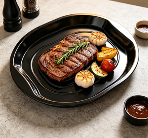 Factory Custom Oval Enamel Coated <b>Non</b>-<b>Stick</b> Metal Baking Tray Roaster <b>Pan</b> 0.6mm Thick Oven Safe for Steak Baking - Product Image 3