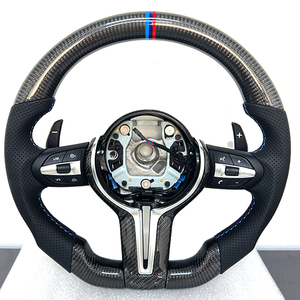 Volante personalizado de fibra de carbono real con franja M para <span class=keywords><strong>BMW</strong></span> F30 F32 F10 M2 M3 M4 M5 X5 X6, volantes de cuero de alto rendimiento. - Product Image 3