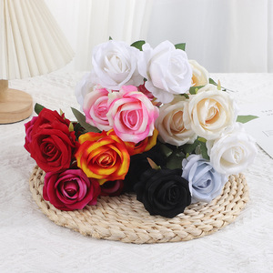 Velvet Rose Bouquet Artificial Flower Indoor Home Decoration Living Room <b>Valentine</b> Wedding <b>Decor</b> - Product Image 2