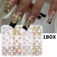 Breloques croix pour ongles en alliage métallique, décorations d'art ongulaire gothique punk, croix 3D en métal lourd, accessoires de manucure esthétique grunge sombre