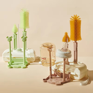 Portable vente chaude écologique 360 degrés rotatif Silicone biberon nettoyage bouteille brosse et égouttoir support - Product Image 1