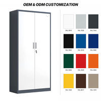 Armoire de classement métallique à 2 portes verrouillables pour bureau, mobilier moderne avec cinq étagères réglables