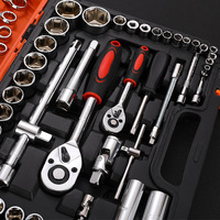 Kit d'Outils Manuels 61 Pièces en Acier Chrome Vanadium, Clé à Cliquet et Douilles Métriques, pour Réparations Automobiles et Mécaniques, Ensemble d'Outils Durables