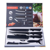 Top vendeur 6pcs ensemble de couteaux de cuisine multifonctionnels en acier inoxydable comprenant un éplucheur et un ensemble de couteaux