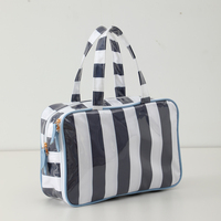 Sac en PVC transparent rayé, vente en gros, cadeau pour demoiselle d'honneur, sac de toilette de voyage, trousse de maquillage, étui de voyage transparent avec poignée pour femmes