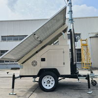Tour d'éclairage mobile solaire 7m 8m 9m personnalisable, alimentation multiple diesel 4*400W solaire 4*150W LED pour travaux de construction nocturne