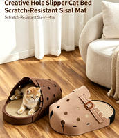 Lit-grattoir moderne pour chat, emballage carton, résistant à l'usure, sans peluches, maison intégrée, en feutre de jute et MDF, directement de l'usine