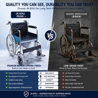 Fauteuil roulant avec capacité de charge de 100 kg, cadre en acier chromé, pneus pleins de 24 pouces, siège de toilette manuel pour personnes âgées