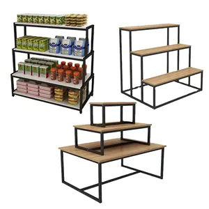 Ygminiso — étagères en bois et en acier, présentoir pour épicerie avec des aimants
