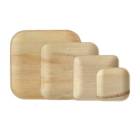 Assiette jetable en feuille de palmier de 10 "Plateau de service alimentaire | Assiettes en bambou biodégradables et naturelles 100% plats en bois