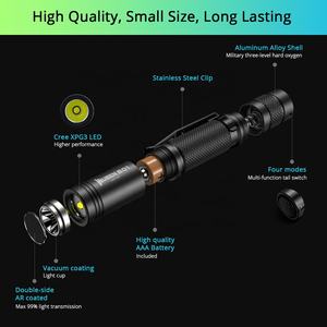 Mini <span class=keywords><strong>Linterna</strong></span> LED EDC <span class=keywords><strong>WUBEN</strong></span>, <span class=keywords><strong>Linterna</strong></span> de Bolsillo con Llavero, Funciona con 3 Pilas AAA, Cuerpo de Aleación de Aluminio, Clasificación IP68, 4 Modos, para Camping - Product Image 4