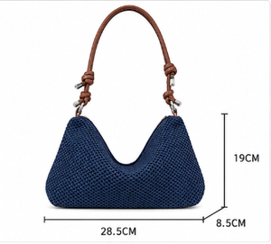 Sac fourre-tout portable en polyester tissé fait main pour femme, avec fermeture éclair, idéal pour la plage et le quotidien, coloris tendance, vente chaude - Product Image 2