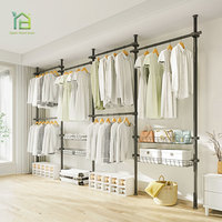 Système de poteaux de garde-robe pliable pour chambre à coucher, placard Portable debout, armoire de placard en métal pliable et ouverte