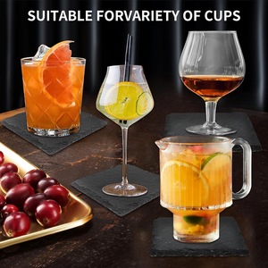 Customized Logo Black Slate Stone <b>Coasters</b> With Engraving Brand Custom Square Stone Cup <b>Coaster</b> <b>for</b> <b>Drink</b> Bar Kitchen - Product Image 2