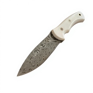 Custom Damask Steel Knife With Ivory Handle Smooth Edge Outdoor Camping Knifes For Online sale in Affordable price - Product Image 1