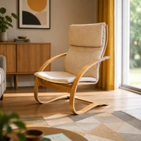 Chaise de relaxation moderne en bois courbé 2025 – Qualité supérieure, durable, avec structure en bois pour salon, chambre et bureau