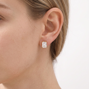 Luxury 1CT Emerald Cut Lab Grown Diamond Claw Prong Solitaire <b>Stud</b> <b>Earrings</b> Custom 18K Gold Synthetic Diamond <b>Stud</b> <b>Earrings</b> - Product Image 2