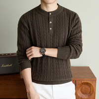 Cardigan Jacquard Homme en Polyester Acrylique Nylon 570g, Très Épais, Manches Longues, Chaud et Élégant pour l'Automne et l'Hiver