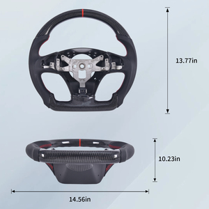 Volant en fibre de carbone pour Chevrolet Corvette <span class=keywords><strong>C6</strong></span> <span class=keywords><strong>Z06</strong></span>/ZR1 2012-2013, forme en D, fond plat, Nappa, sans trous pour palettes de changement de vitesse - Product Image 3