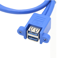 Câble d'extension double USB 3.0 femelle 20 broches à montage sur panneau, durable, PTFE PVC Nylon, charge rapide 3A, faisceau de câblage de longueur personnalisée
