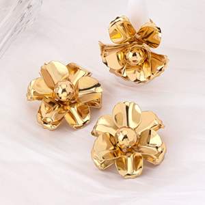 ชุดแหวนต่างหูลายดอกไม้แนวสตรีทของผู้หญิงต่างหูลายดอกไม้ดีไซน์แฟชั่น - Product Image 3