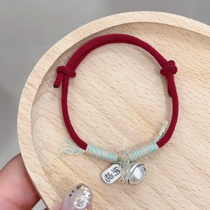 Red <b>Rope</b> Bell <b>Bracelet</b> 999 Sterling Silver Women's Simple Chinese Style Everyday Wear Niche Design - Product Image 1