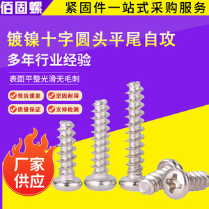 Round Head Flat Tail Self Tapping Screws Metric Nickel Plated Phillips Head Grade A Level 4.8 Plain Carbon Steel Construction - Product Image 3