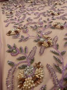 ผ้าปักลูกปัดด้วยวัสดุพลอยเทียมมาใหม่สำหรับชุดเดรสกูตูร์ชุดราตรีแฟชั่นเจ้าสาว - Product Image 3