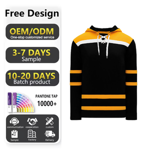 OEM Factory High Quality Custom Embroidered Logo Color Block Patchwork Baggy Oversized Hockey Hoodie For Men - Product Image 1
