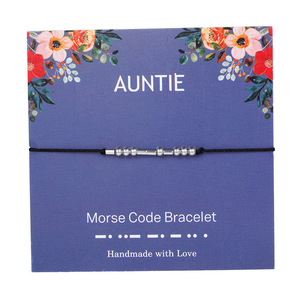 Bracelet en code morse personnalisé avec carte florale, bijou secret pour mariage, demoiselle d'honneur, mère, amies - Product Image 2