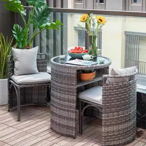 Hochwertige wasserdichte Möbel Aluminium rahmen Wicker Rattan Outdoor Stuhl und Tisch Garten Sets