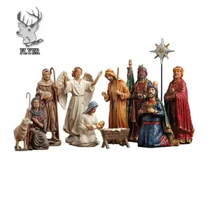 Decoração ao ar livre do jardim resina sagrada família natividade set vida tamanho Natal natividade set figurinhas Natal fibra de vidro