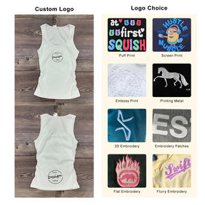 Nouveauté, débardeur décontracté à col rond, en silicone personnalisé, 95% coton, 5% élasthanne, extensible, ajusté, côtelé, pour femmes - Product Image 2