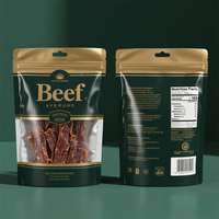 Sac d'emballage personnalisé pour viande séchée avec fermeture éclair, sac pour biltong de bœuf avec fenêtre, sac d'emballage en papier kraft pour biltong